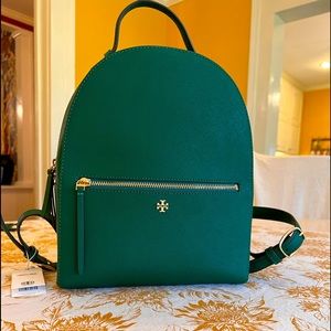 Tory Burch Emerson Leather Green Backpack